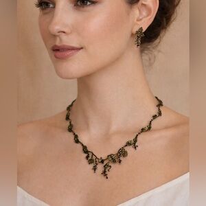Michael Michaud Bronze Jewelry Grapevine Vineyard Necklace & Earrings Set